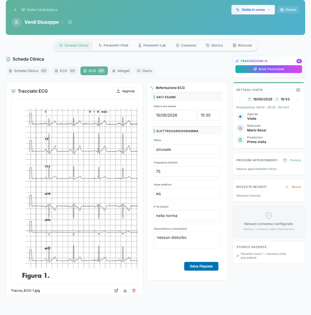 Cardicare — Scheda clinica ECG e refertazione